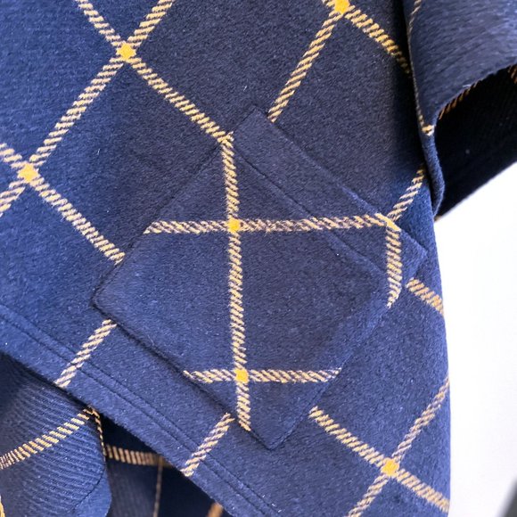 Plaid Poncho Cape Navy | Medium | Brand: Double Zero - Picture 5 of 6